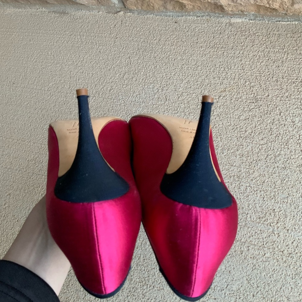 GIUSEPPE ZANOTTI Pink Black Satin Women's Peep Toe Pumps Heels Size 10 - Picture 5 of 15